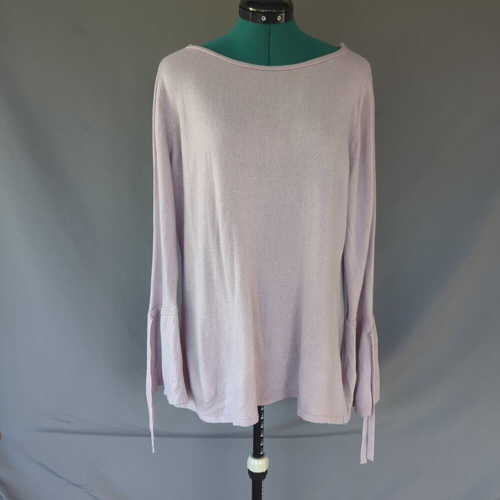 Toz & Ali Blush Lilac Bell Sleeve Tie Cuff Knit Sweater Women's 2X